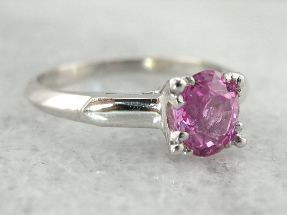 Rose Pink Sapphire Platinum Engagement Ring