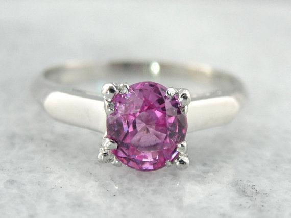 Rose Pink Sapphire Platinum Engagement Ring