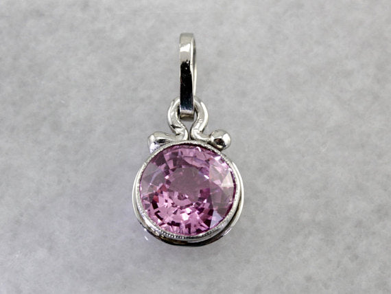 Sweet Pink Sapphire Layering Pendant in Platinum with Art Deco Themes
