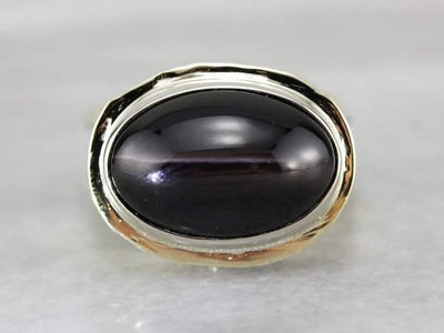 Amazing Contemporary, European Style Cat's Eye Sillimanite Ring in Gold and Platinum