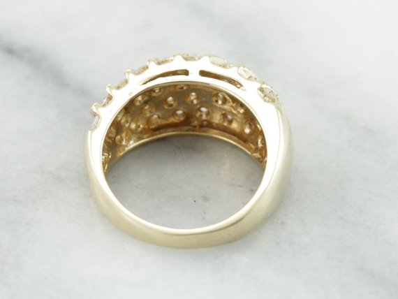 Vintage Diamond Cocktail Ring, High Fashion Statement Ring in Yellow Gold