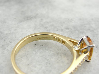 Golden Sapphire Ring with Diamond Accents