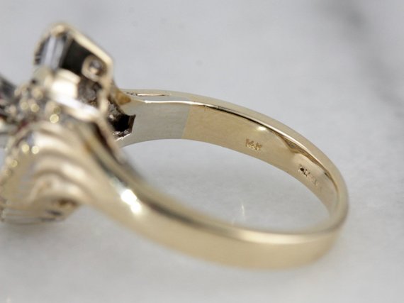 Ruby Statement, Fantastic Vintage Ruby Cocktail Ring with Sweeping Lines in Bright Gold  1ME5W4