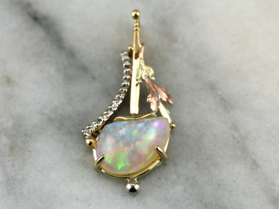 Moonset and Garden: A Collage in Opal and Diamond