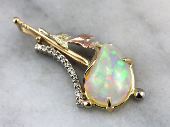 Moonset and Garden: A Collage in Opal and Diamond