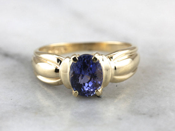 Modern Natural Light Blue Sapphire Solitaire