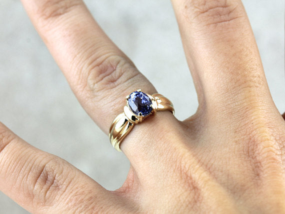 Modern Natural Light Blue Sapphire Solitaire