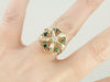 Mid Century Diamond and Demantoid Garnet Cocktail Ring in Yellow Gold, Bold Green Statement Ring