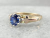 Blue Sapphire Christian Engagement Ring with Cross Motif