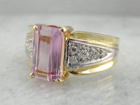 Light Pink Tourmaline and Diamond Ring