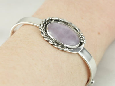Until There's A Cure, Amethyst Breast Cancer Cuff Bracelet