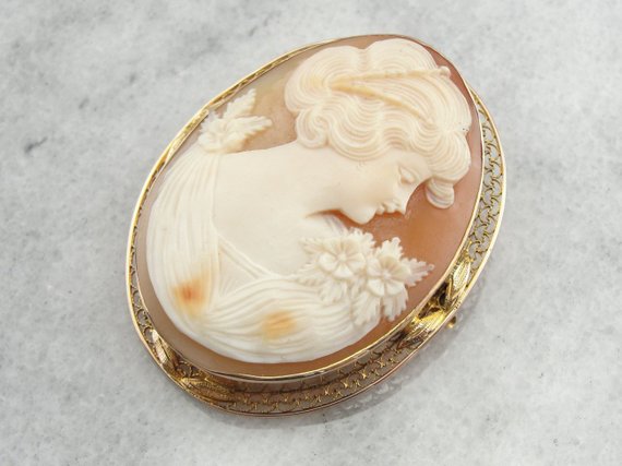 Profile Cameo, Lady with Bouffant, Gibson Girl Hair