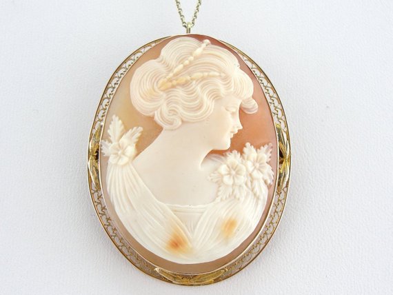 Profile Cameo, Lady with Bouffant, Gibson Girl Hair