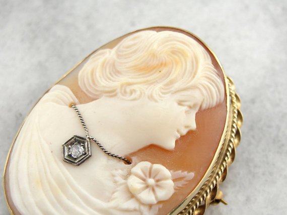 Gorgeous Gibson Girl Cameo with Diamond