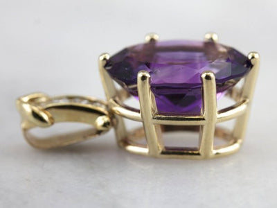 Dark Purple Amethyst and Diamond Pendant