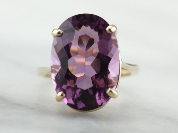 Vintage teardrop pear purple amethyst diamond 10k yellow gold ring | eBay