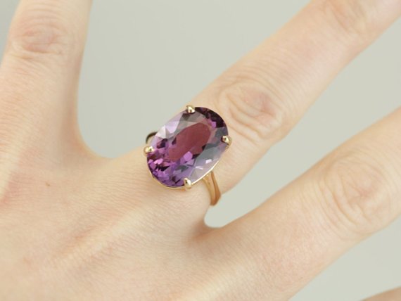 Amethyst and Yellow Gold Cocktail Ring