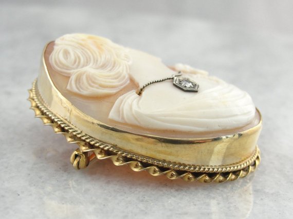 Gorgeous Gibson Girl Cameo with Diamond
