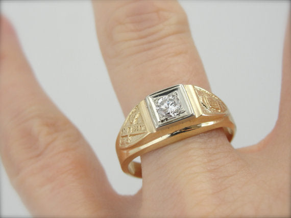 Fireman's Diamond Ring in Fine Gold