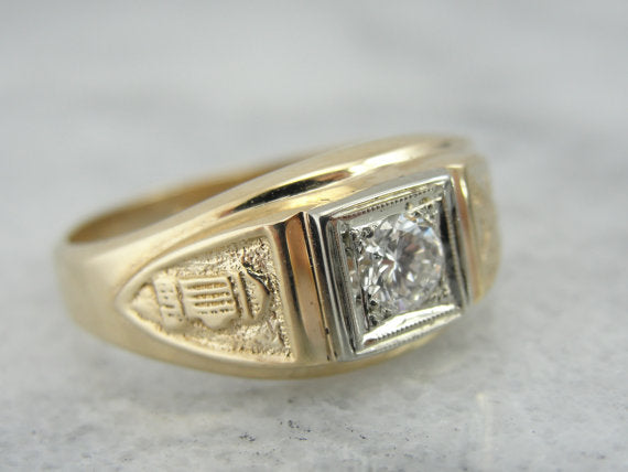 Fireman's Diamond Ring in Fine Gold