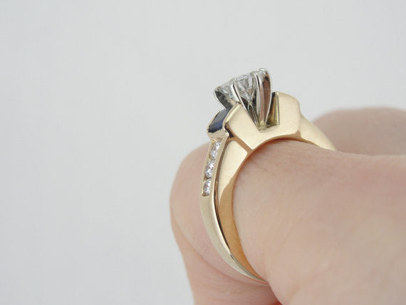 Substantial Modern Diamond Engagement Ring with Square Sapphire Accents