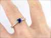 Vintage Palladium Engagement Ring with Cushion Cut Blue Sapphire