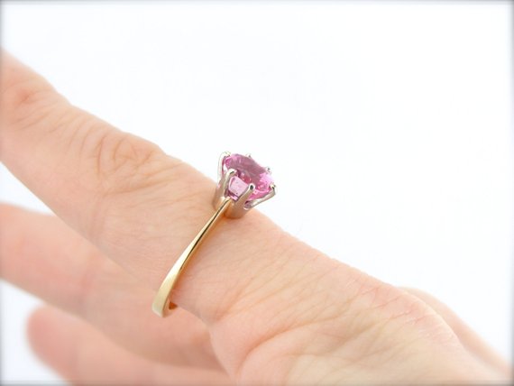 Pink Sapphire in Vintage Solitaire Mounting, Engagement Ring