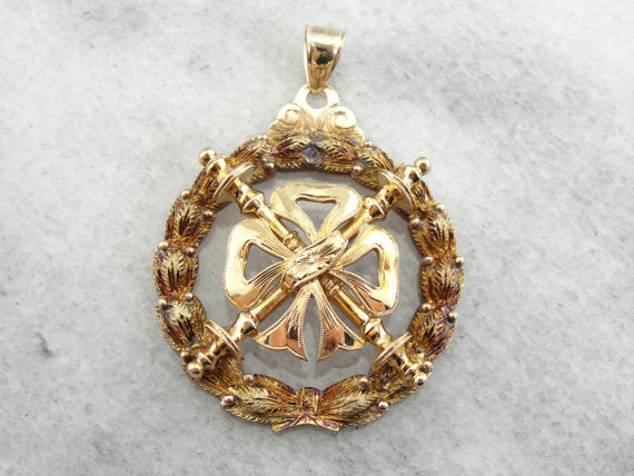Rosy Yellow Gold Antique Masonic Pendant