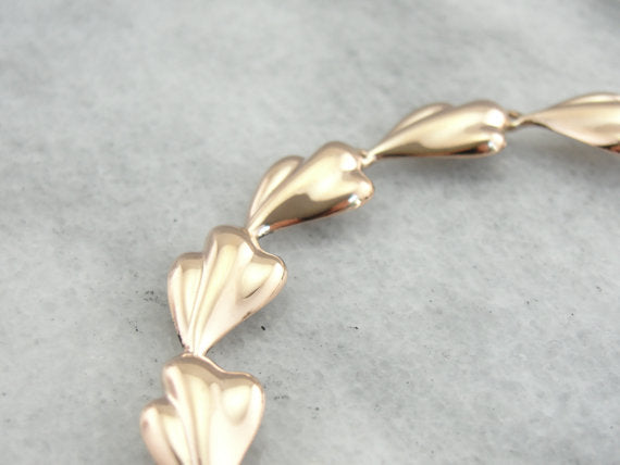Vintage Rose Gold Bracelet with Polished Leaf Theme