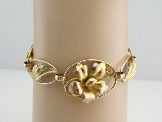 Retro Era Flower Link Bracelet