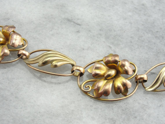 Retro Era Flower Link Bracelet