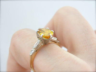 Golden Sapphire Diamond Engagement Ring