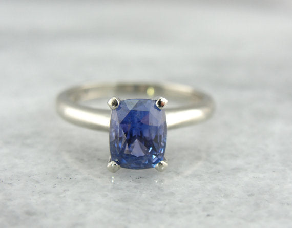 Indigo Sapphire in Simple Solitaire Engagement Ring