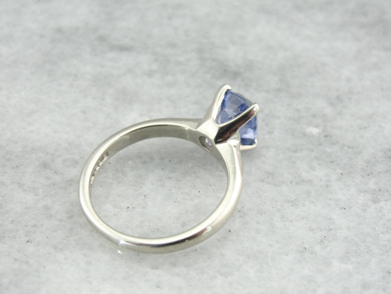 Indigo Sapphire in Simple Solitaire Engagement Ring