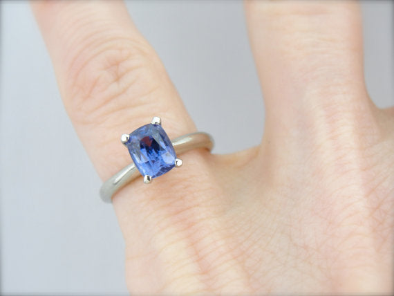 Indigo Sapphire in Simple Solitaire Engagement Ring