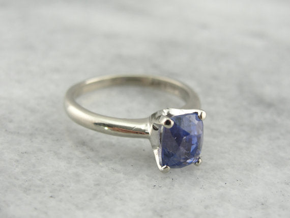 Indigo Sapphire in Simple Solitaire Engagement Ring