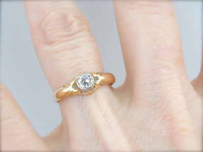 Diamond Studded Belcher Engagement Ring