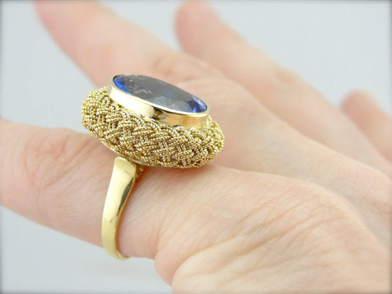 Tanzanite in Modernist Style Cocktail Ring
