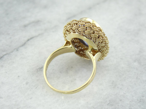 Tanzanite in Modernist Style Cocktail Ring