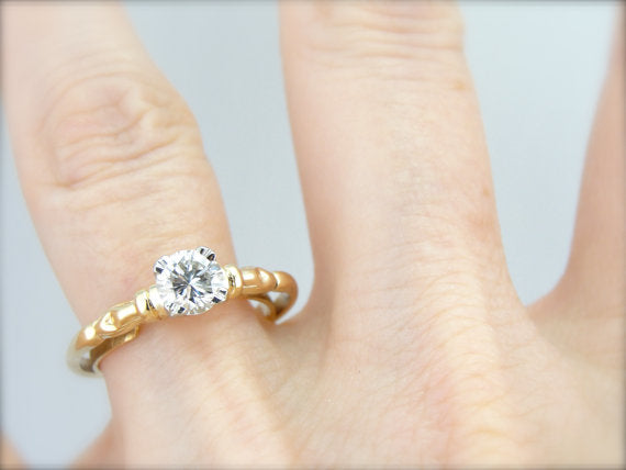 1950's Decorative Solitaire Diamond Engagement Ring