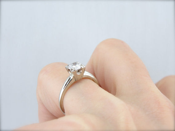 Retro Era Vintage Diamond Solitaire Engagement Ring