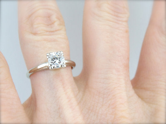 Retro Era Vintage Diamond Solitaire Engagement Ring
