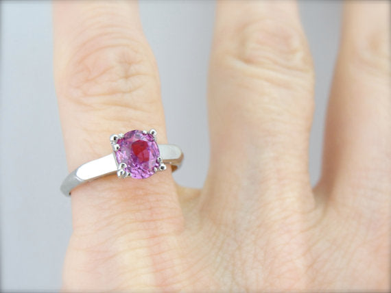 Rose Pink Sapphire Platinum Engagement Ring