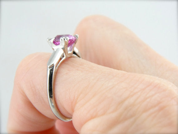 Rose Pink Sapphire Platinum Engagement Ring