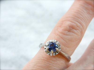 Buttercup Sweetheart Ring with Gorgeous Sapphire from Old Ceylon