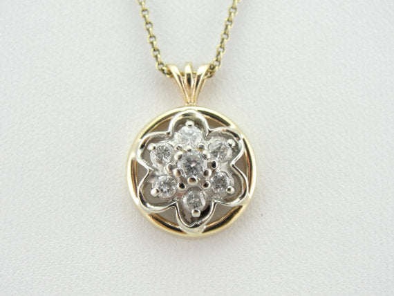 Signet Diamond Frame Pendant in Rose and White Gold