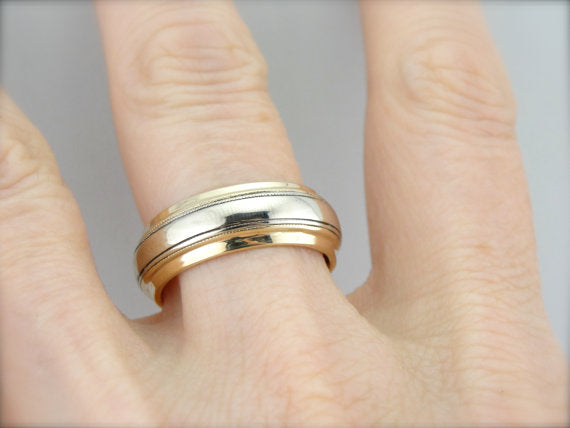 Yellow and White Gold Wedding Band