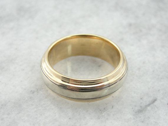 Yellow and White Gold Wedding Band