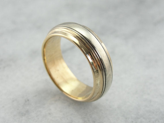 Yellow and White Gold Wedding Band