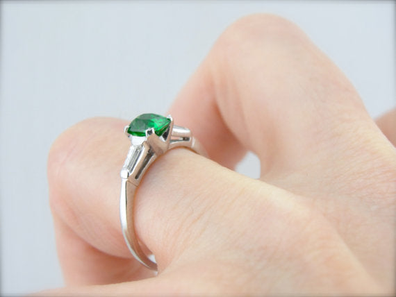 Rare Tsavorite Garnet in Retro Engagement Ring
